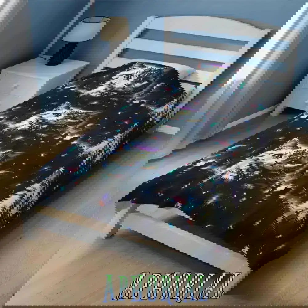 60x80 Velveteen Plush Blanket - Space Cat V1 - Aphorial