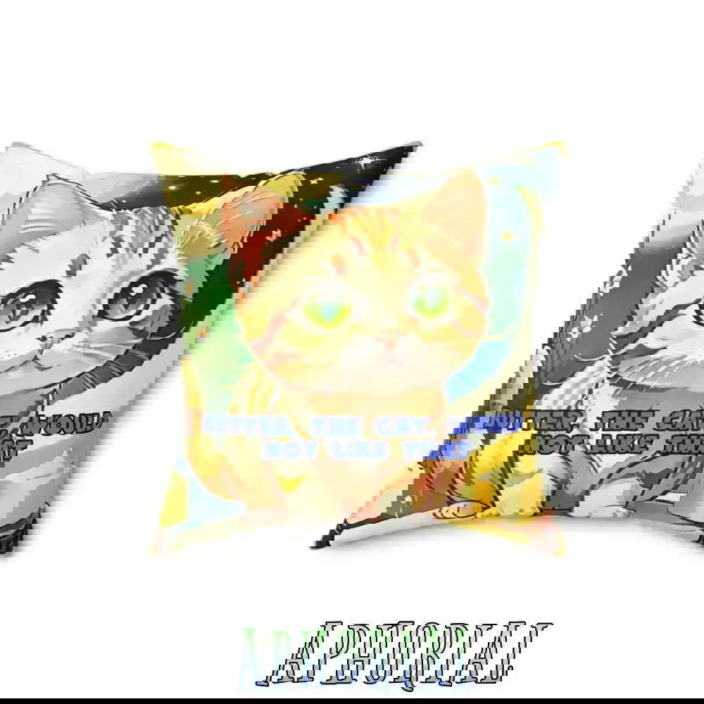 Faux Suede Square Pillow - Butter the Cat - Aphorial