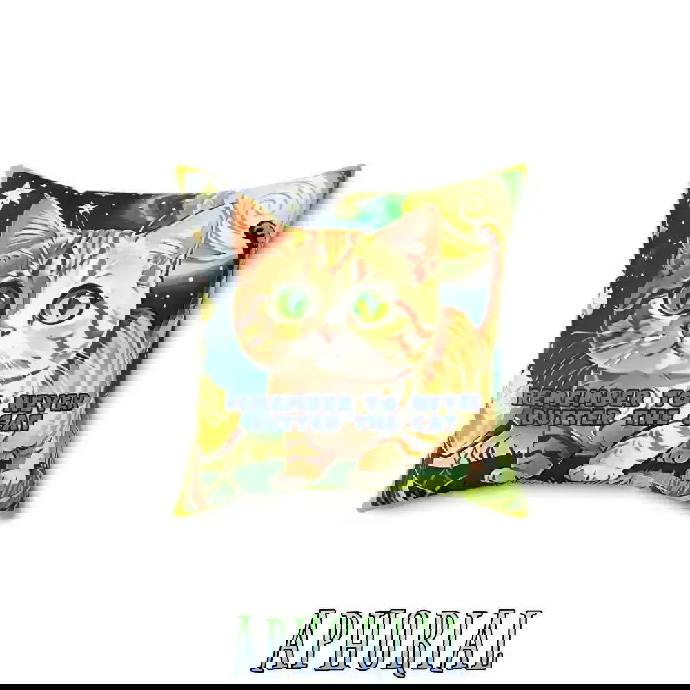 Faux Suede Square Pillow - Butter the Cat - Aphorial