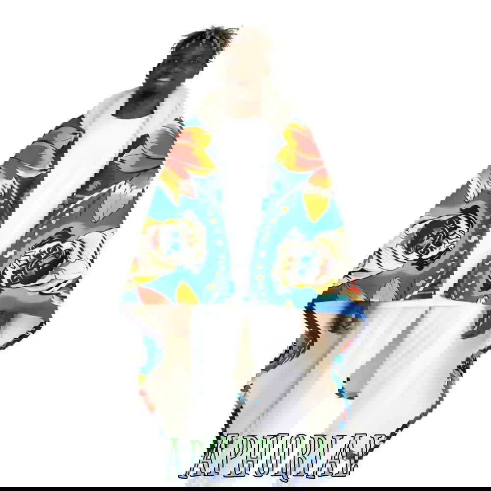 Hooded Sherpa Fleece Blanket - Flower Power Pug - Aphorial