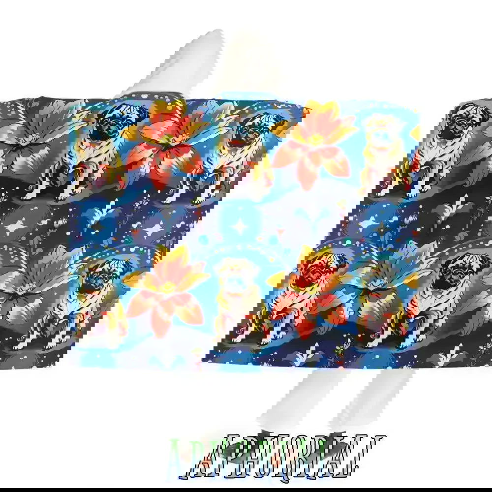 Hooded Sherpa Fleece Blanket - Flower Power Pug - Aphorial