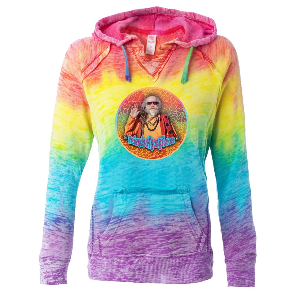 Rainbow Tie Dye V-Neck Pullover Hoodie - Friends of Goa Gil - Aphorial