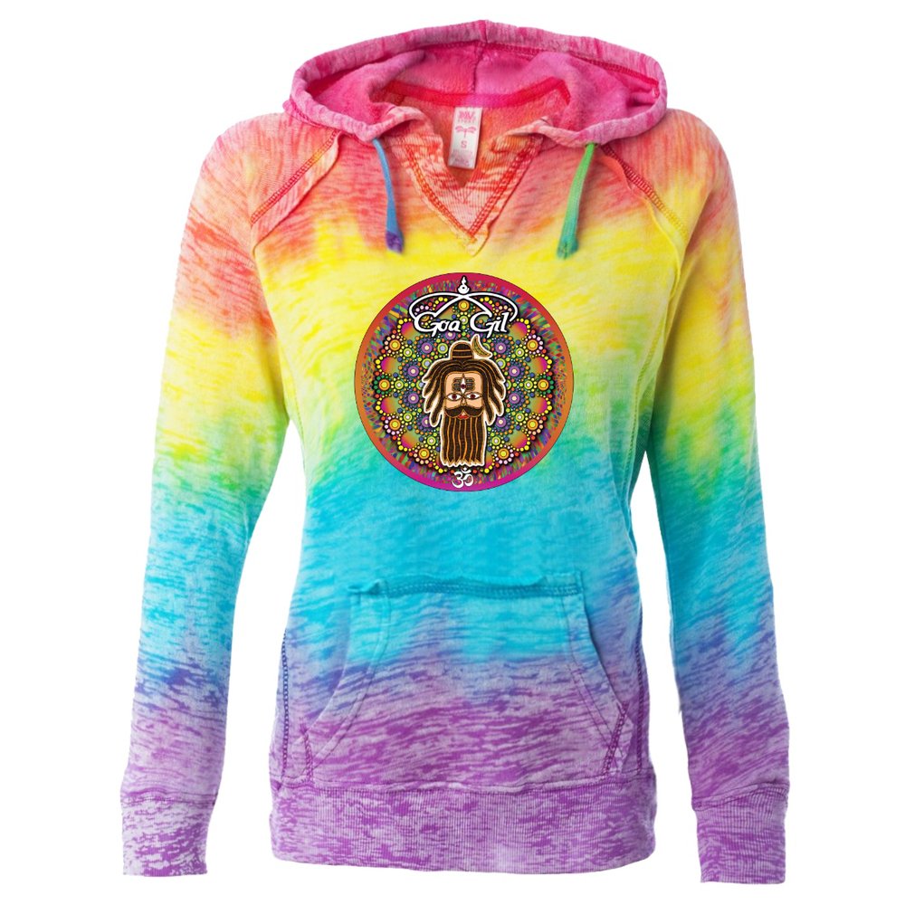 Rainbow Tie Dye V-Neck Pullover Hoodie - Goa Gil - Aphorial