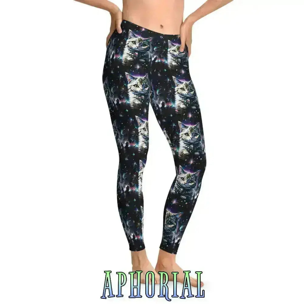 Stretchy Leggings All over Print - Cat in Space V1 - Aphorial