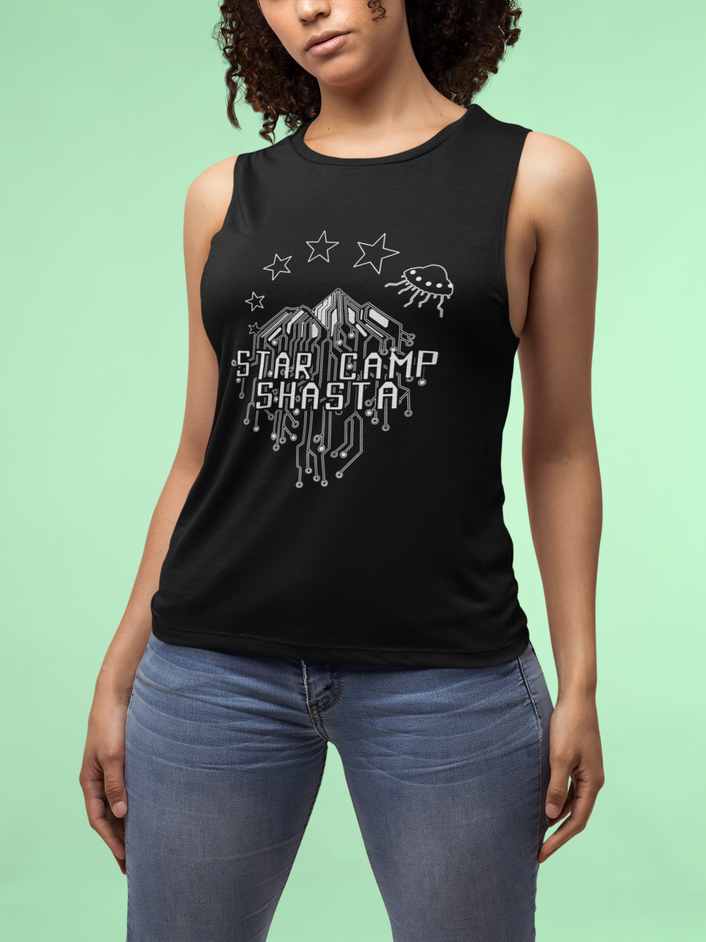 Unisex Flowy Scoop Muscle Tank - Star Camp Shasta