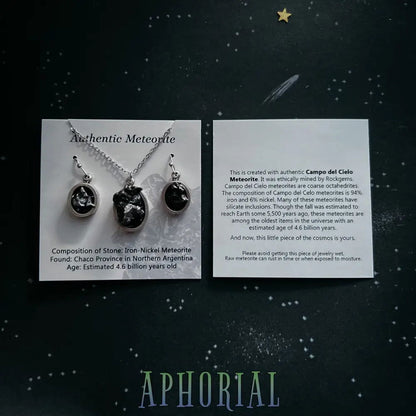 Crescent Moon Necklace with Authentic Meteorite - Aphorial