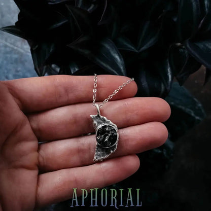 Crescent Moon Necklace with Authentic Meteorite - Aphorial