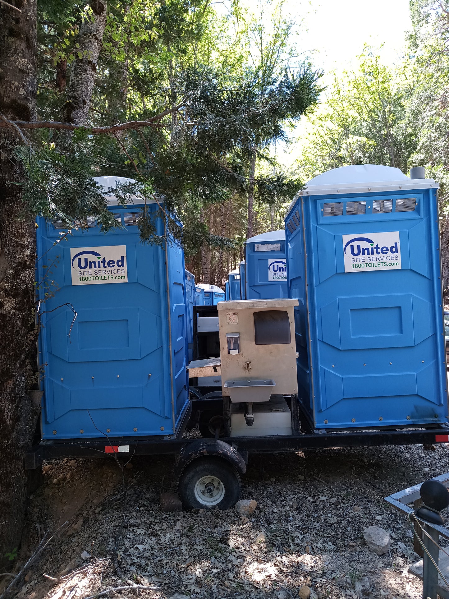 Rental: Double Restroom Trailer with Outdoor Handwashing Station