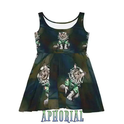 Women's Skater Dress All Over Print - Itten the Space Cat - Aphorial