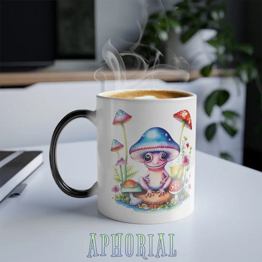 Color Morphing Mug 11Oz - Cute Frog On Mushroom