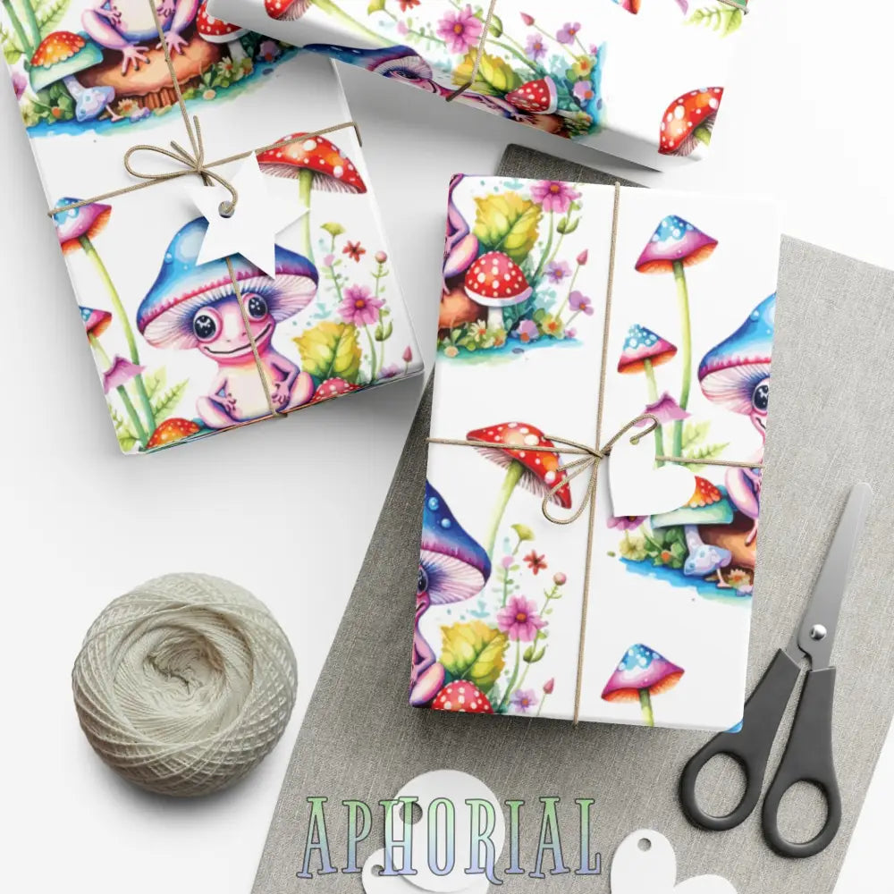 Eco Wrapping Paper - Cute Frog On Mushroom Home Decor