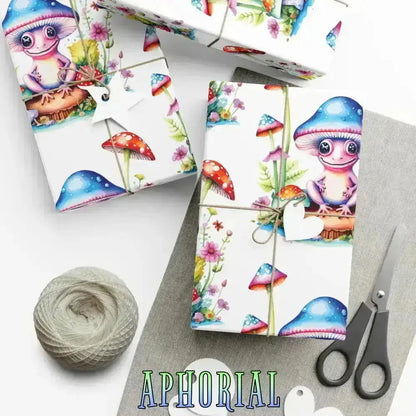 Eco Wrapping Paper - Cute Frog on Mushroom - Aphorial