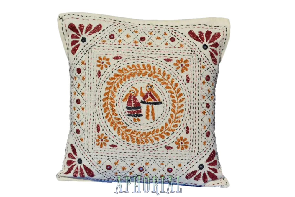Hand Embroidered Artisanal Decorative Mirror Pillow