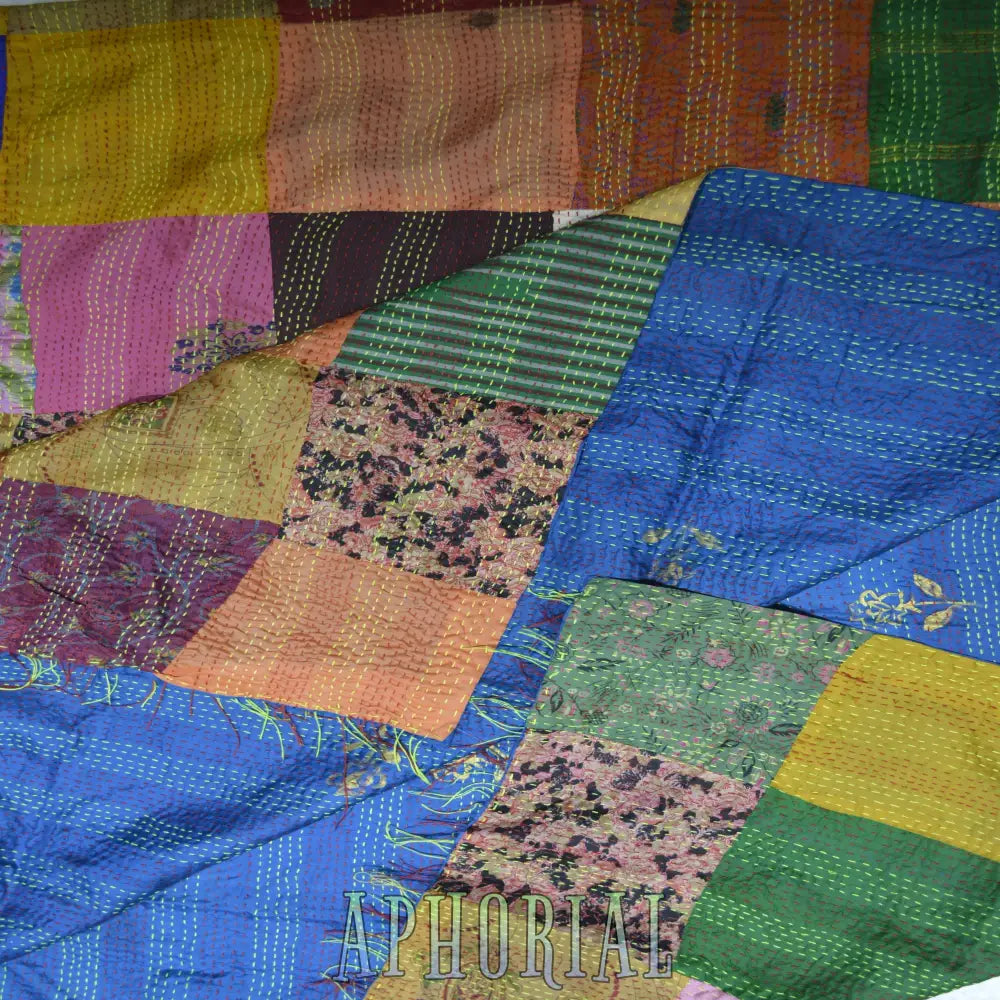 Hand Stitched Kantha Silk Vintage Throw Daya