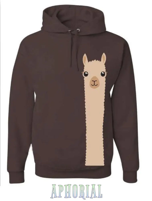 Hooded Sweatshirt: Alpaca Watching Medium / Coffeebrown