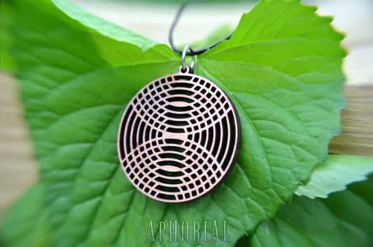 Mirror Image Circle Pendant In Cherry On Leather Cord