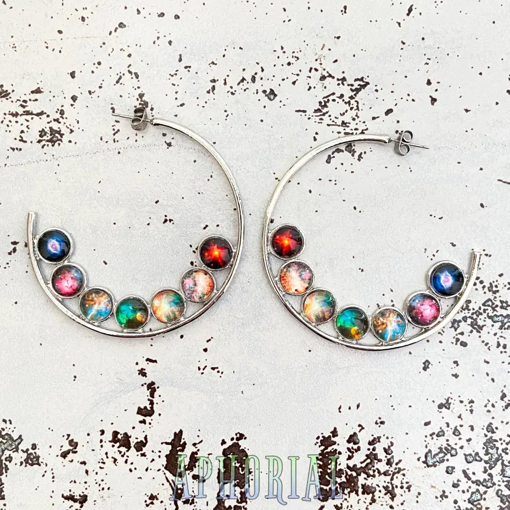 Nebula Rainbow Pride Hoop Earrings