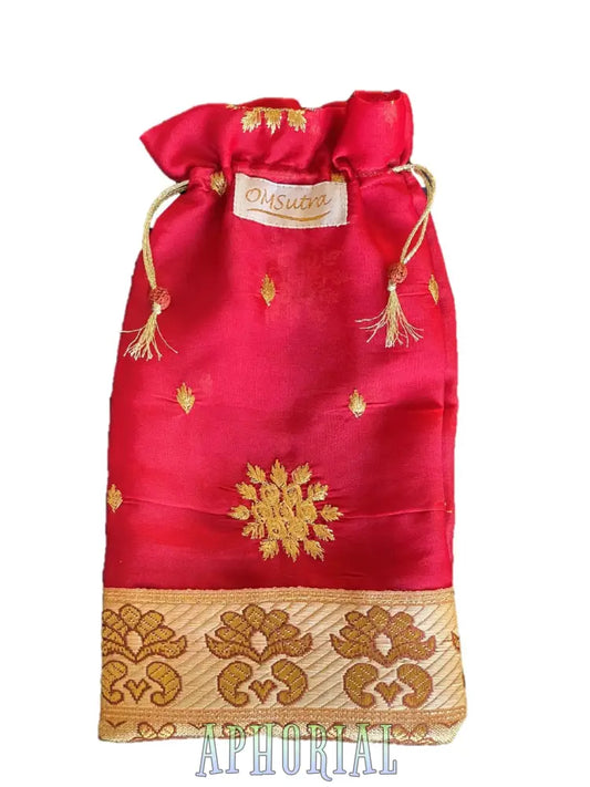 Silk Gift Bag Red Drawstring Gift