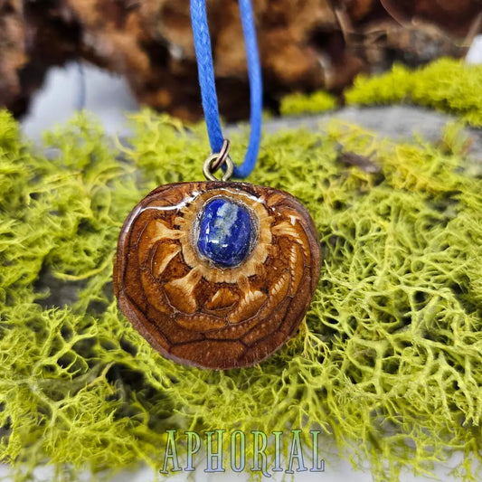 Solar Flare Lapis Lazuli Knobcone Pine Cone Pendant Necklace Jewelry