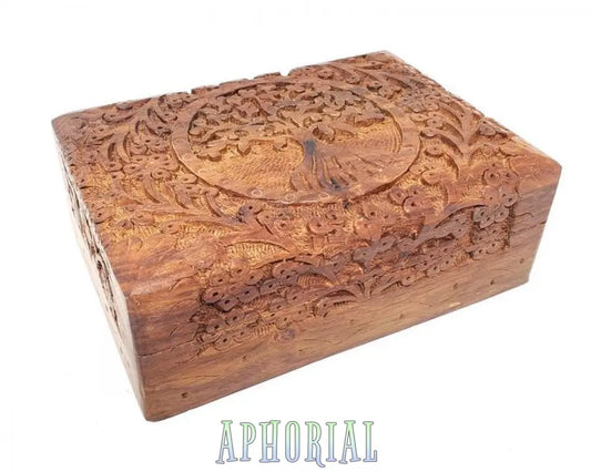 Tree Of Life Hand Carved Wood Box 5’X7’