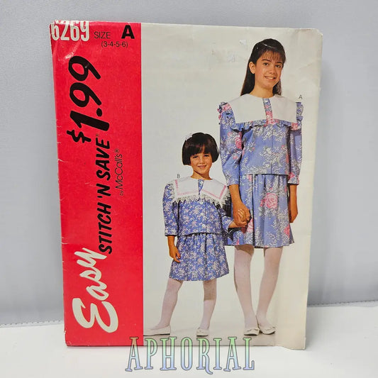 Vintage Sewing Pattern Mccall’s 6269 Children And Girls’ Top Skirt